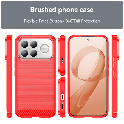 For Redmi K90 Pro Max / Poco F8 Ultra WANLONFENG Brushed Texture Shockproof TPU Phone Case with Screen Film(Red)