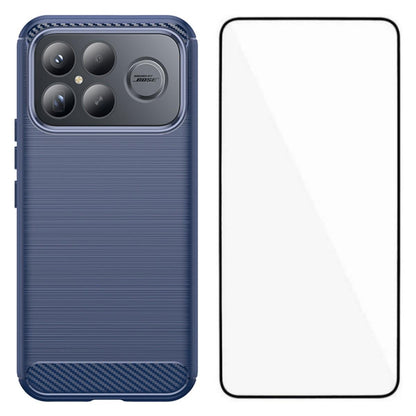 For Redmi K90 Pro Max / Poco F8 Ultra WANLONFENG Brushed Texture Shockproof TPU Phone Case with Screen Film(Blue)