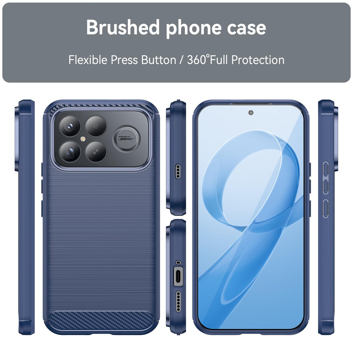 For Redmi K90 Pro Max / Poco F8 Ultra WANLONFENG Brushed Texture Shockproof TPU Phone Case with Screen Film(Blue)