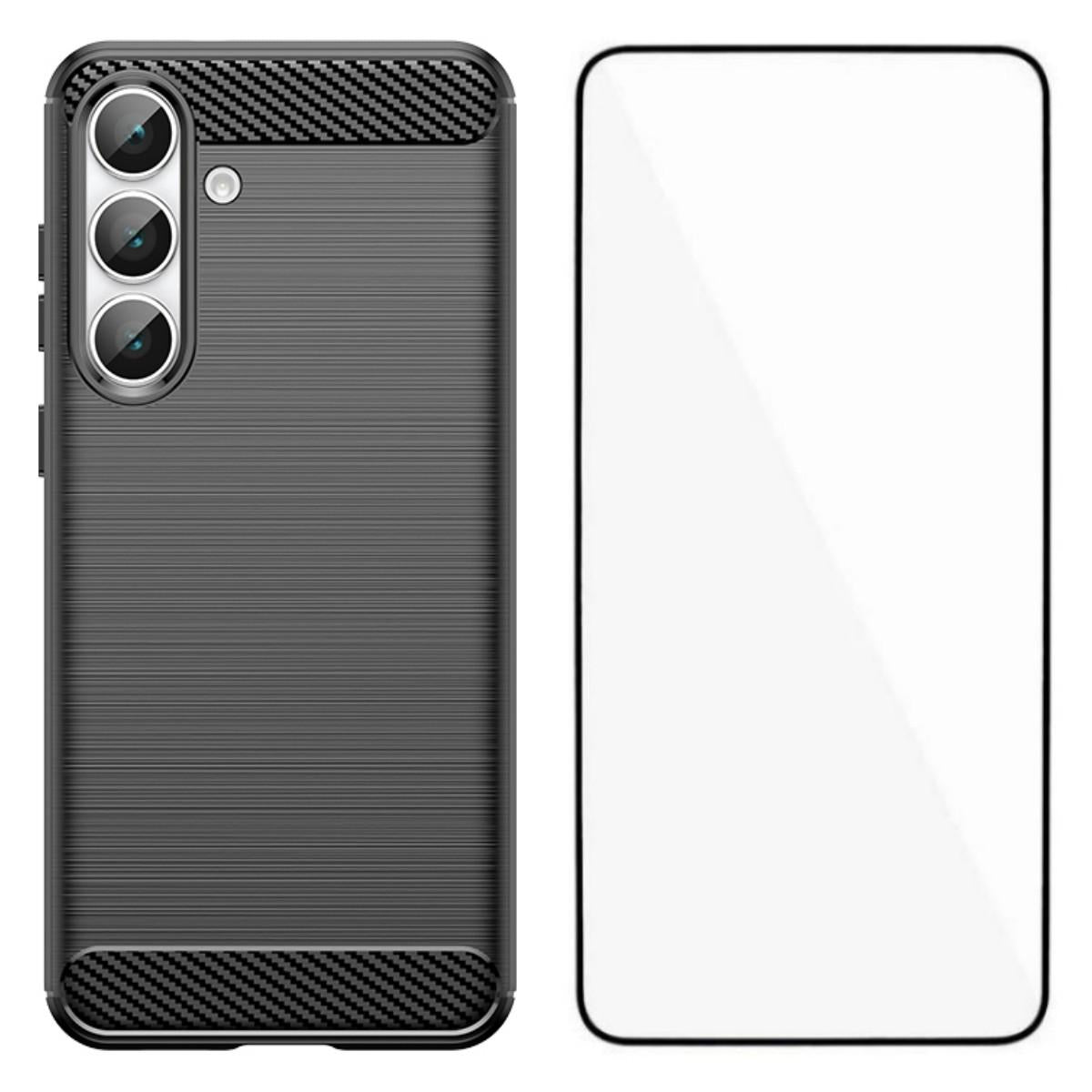 For Galaxy S26 FE 5G WANLONFENG Brushed Texture Shockproof TPU Phone Case with Screen Film - Black - EDA009347912A