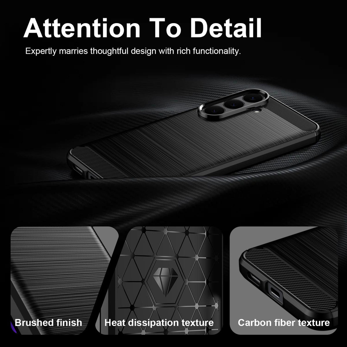 For Galaxy S26 FE 5G WANLONFENG Brushed Texture Shockproof TPU Phone Case with Screen Film - Black - EDA009347912A