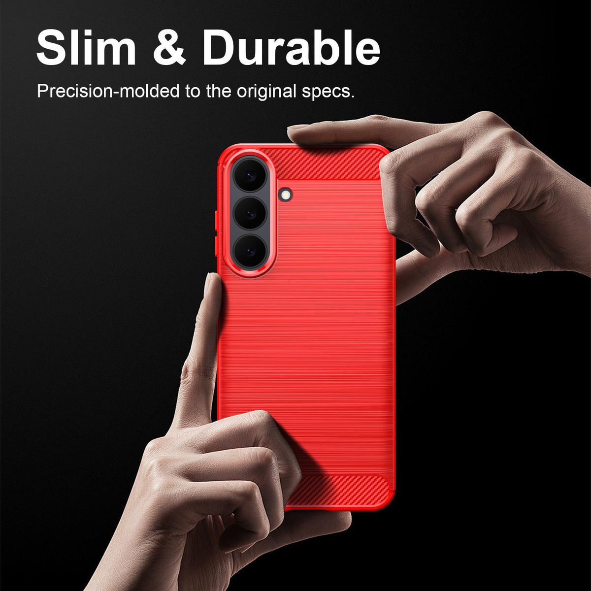 For Galaxy S26 FE 5G WANLONFENG Brushed Texture Shockproof TPU Phone Case with Screen Film - Red - EDA009347912B