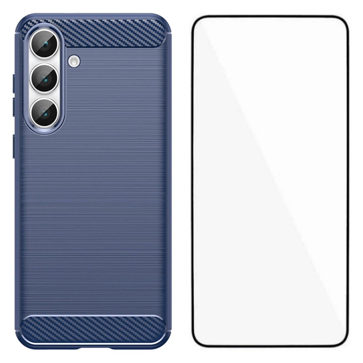For Galaxy S26 FE 5G WANLONFENG Brushed Texture Shockproof TPU Phone Case with Screen Film - Blue - EDA009347912C