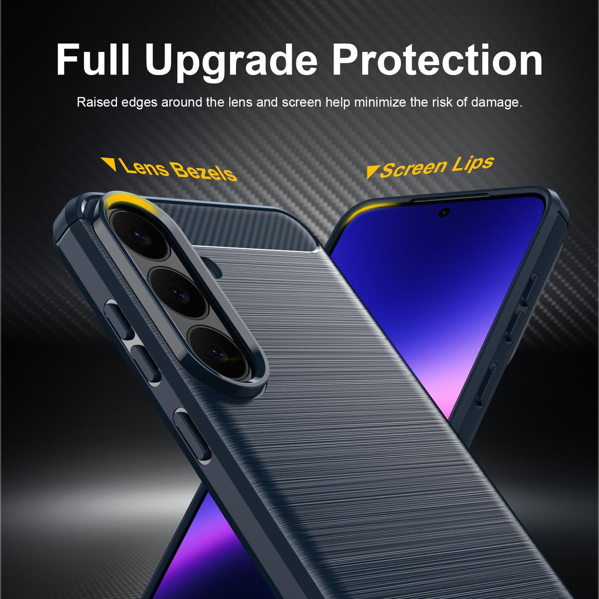 For Galaxy S26 FE 5G WANLONFENG Brushed Texture Shockproof TPU Phone Case with Screen Film - Blue - EDA009347912C
