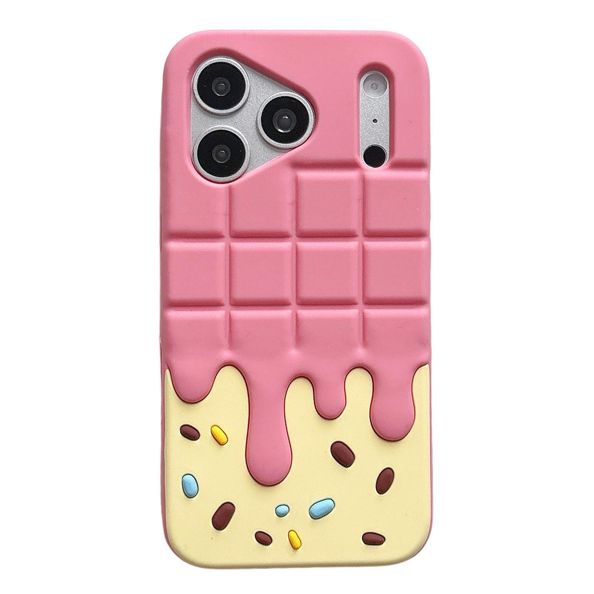 For iPhone 17 Pro Max Candy Chocolate Silicone Phone Case - Yellow Pink - EDA009355201B