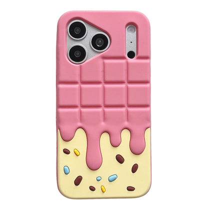For iPhone 17 Pro Max Candy Chocolate Silicone Phone Case - Yellow Pink - EDA009355201B