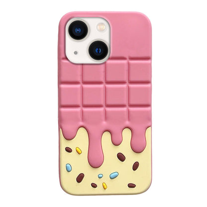 For iPhone 13 Candy Chocolate Silicone Phone Case - Yellow Pink - EDA009355216B