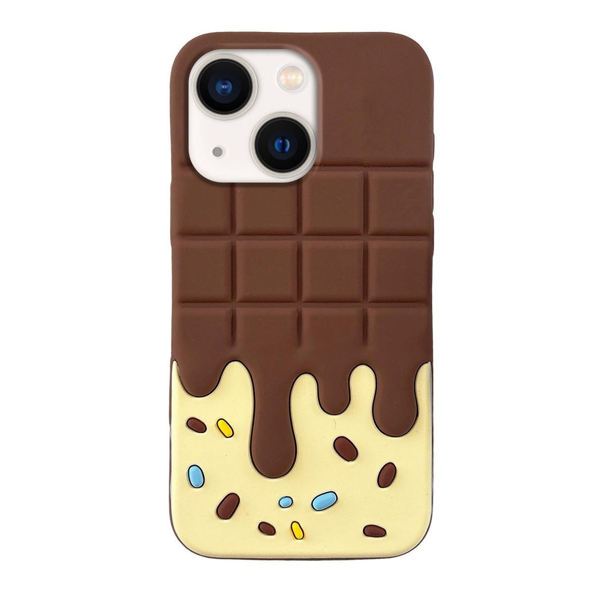 For iPhone 14 Plus Candy Chocolate Silicone Phone Case - Yellow Brown - EDA009355218A