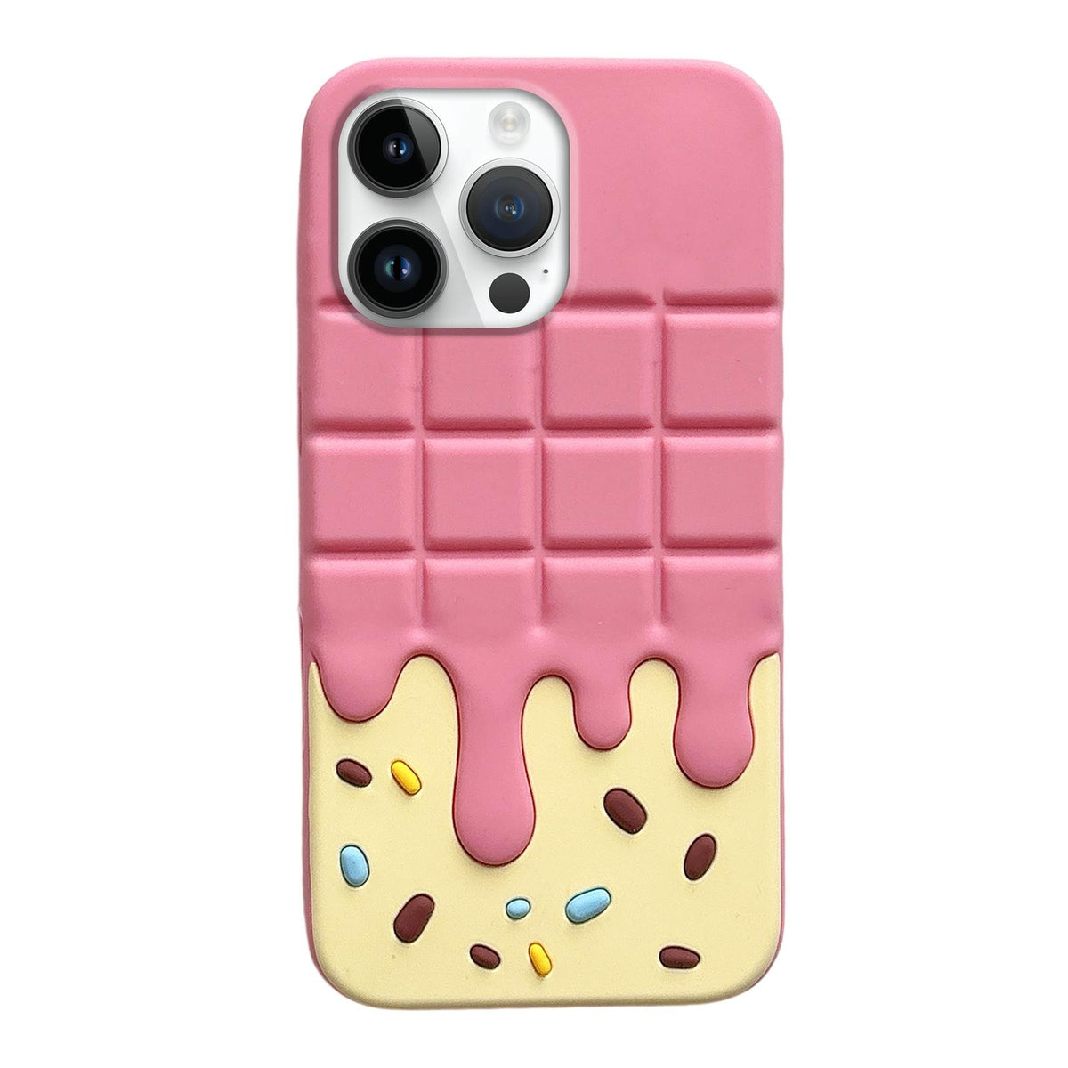 For iPhone 12 Pro Max Candy Chocolate Silicone Phone Case - Yellow Pink - EDA009355219B