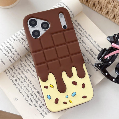 For iPhone 15 Pro Candy Chocolate Silicone Phone Case - Yellow Pink - EDA009355209B