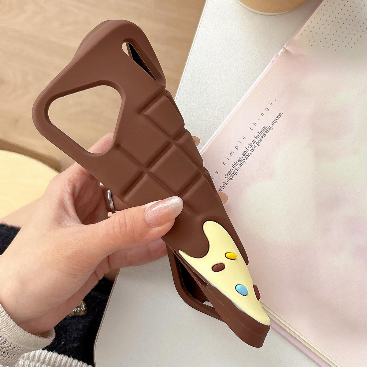 For iPhone 14 Pro Max Candy Chocolate Silicone Phone Case - Yellow Pink - EDA009355213B