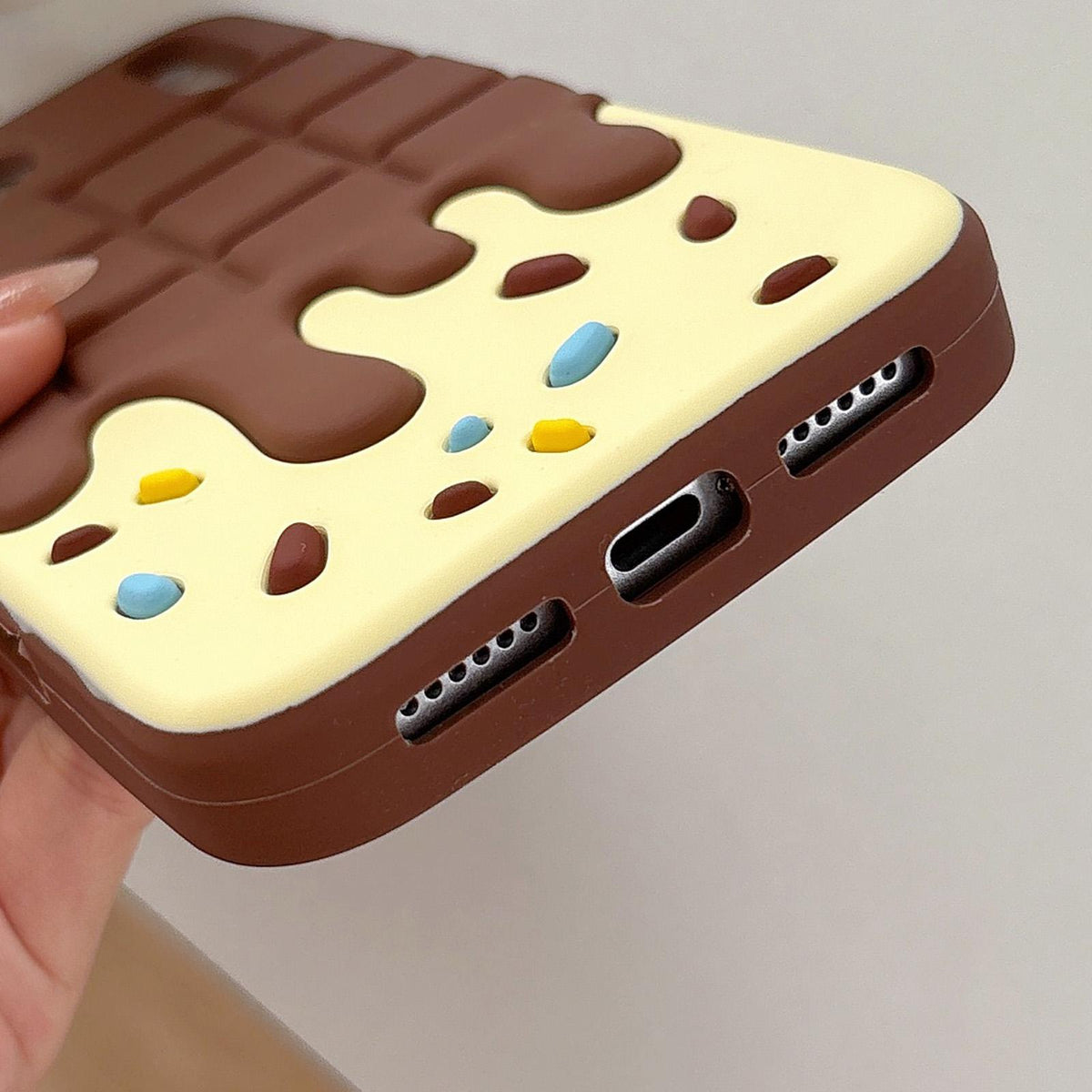 For iPhone 15 Plus Melted Chocolate Silicone Phone Case - Brown - EDA009355317A