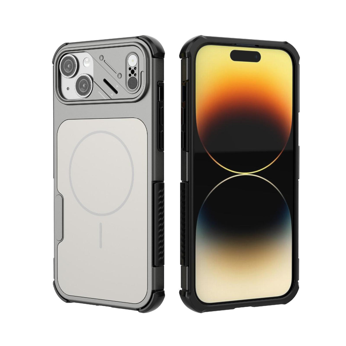 For iPhone 14 Plus Heat Dissipation Air Shockproof TPU + PC Magsafe Phone Case - Gray - EDA009356513B