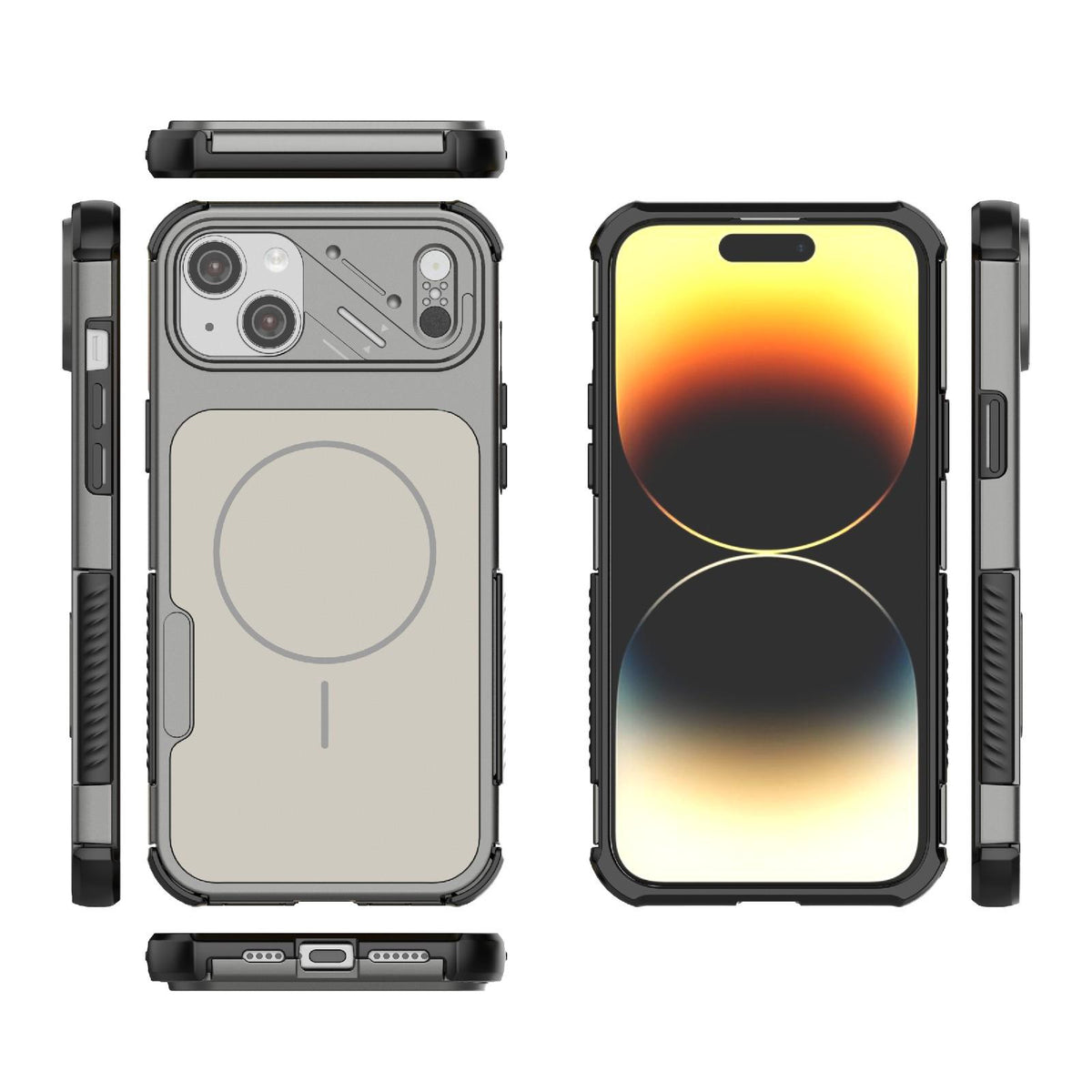 For iPhone 14 Plus Heat Dissipation Air Shockproof TPU + PC Magsafe Phone Case - Gray - EDA009356513B