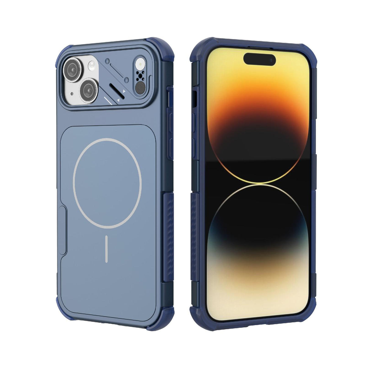 For iPhone 14 Plus Heat Dissipation Air Shockproof TPU + PC Magsafe Phone Case - Blue - EDA009356513C