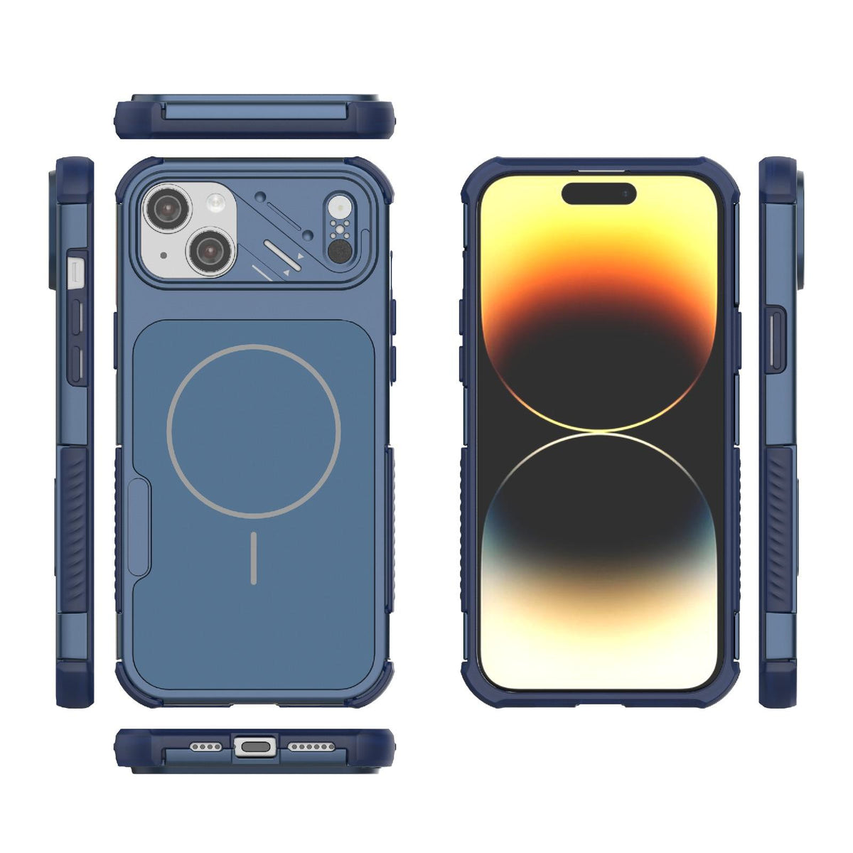 For iPhone 14 Plus Heat Dissipation Air Shockproof TPU + PC Magsafe Phone Case - Blue - EDA009356513C