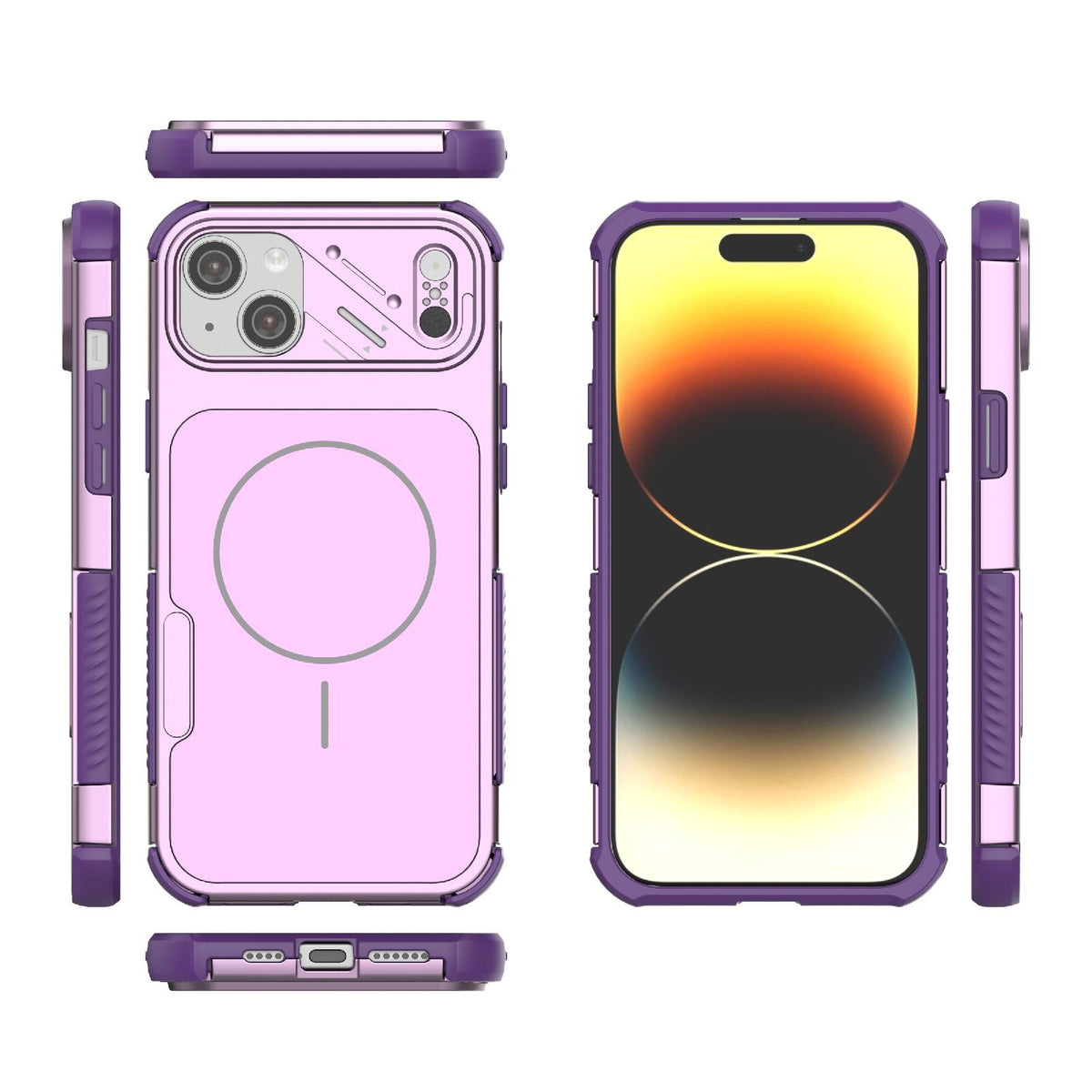 For iPhone 14 Plus Heat Dissipation Air Shockproof TPU + PC Magsafe Phone Case - Purple - EDA009356513D