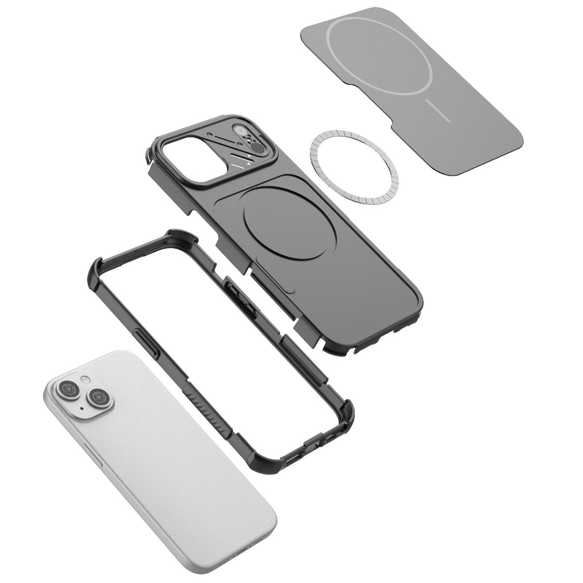 For iPhone 15 Plus Heat Dissipation Air Shockproof TPU + PC Magsafe Phone Case - Gray - EDA009356514B