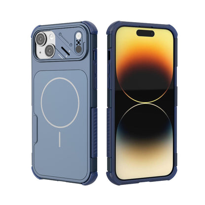 For iPhone 15 Plus Heat Dissipation Air Shockproof TPU + PC Magsafe Phone Case - Blue - EDA009356514C