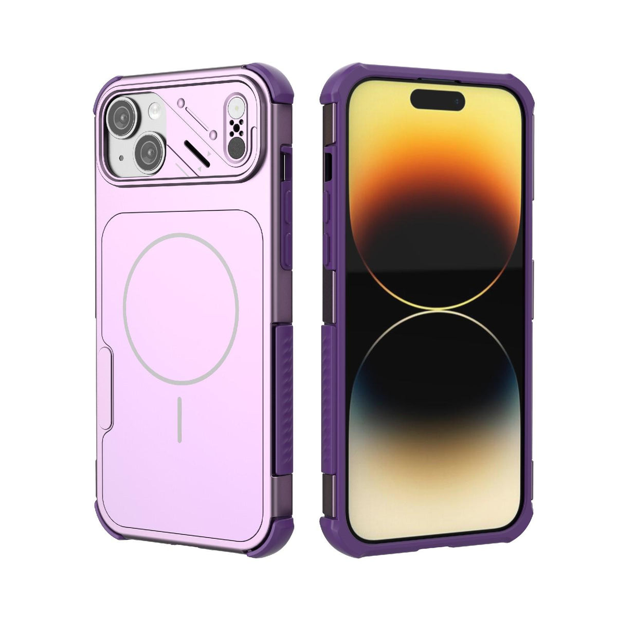 For iPhone 15 Plus Heat Dissipation Air Shockproof TPU + PC Magsafe Phone Case - Purple - EDA009356514D