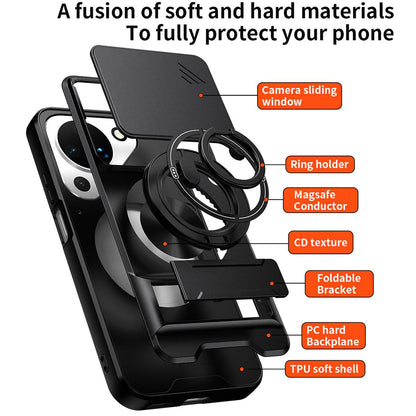 For Huawei Pura 90 5G Lens Sliding Window Multifunctional Magnetic Shockproof Phone Case - Royal Blue - EDA009360104A
