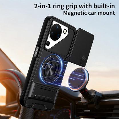 For Huawei Pura 90 5G Lens Sliding Window Multifunctional Magnetic Shockproof Phone Case - Royal Blue - EDA009360104A