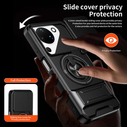 For Huawei Pura 90 5G Lens Sliding Window Multifunctional Magnetic Shockproof Phone Case - Red - EDA009360104C