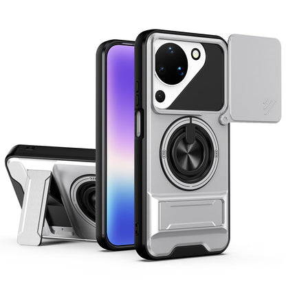 For Huawei Pura 90 5G Lens Sliding Window Multifunctional Magnetic Shockproof Phone Case - Titanium Gray - EDA009360104D