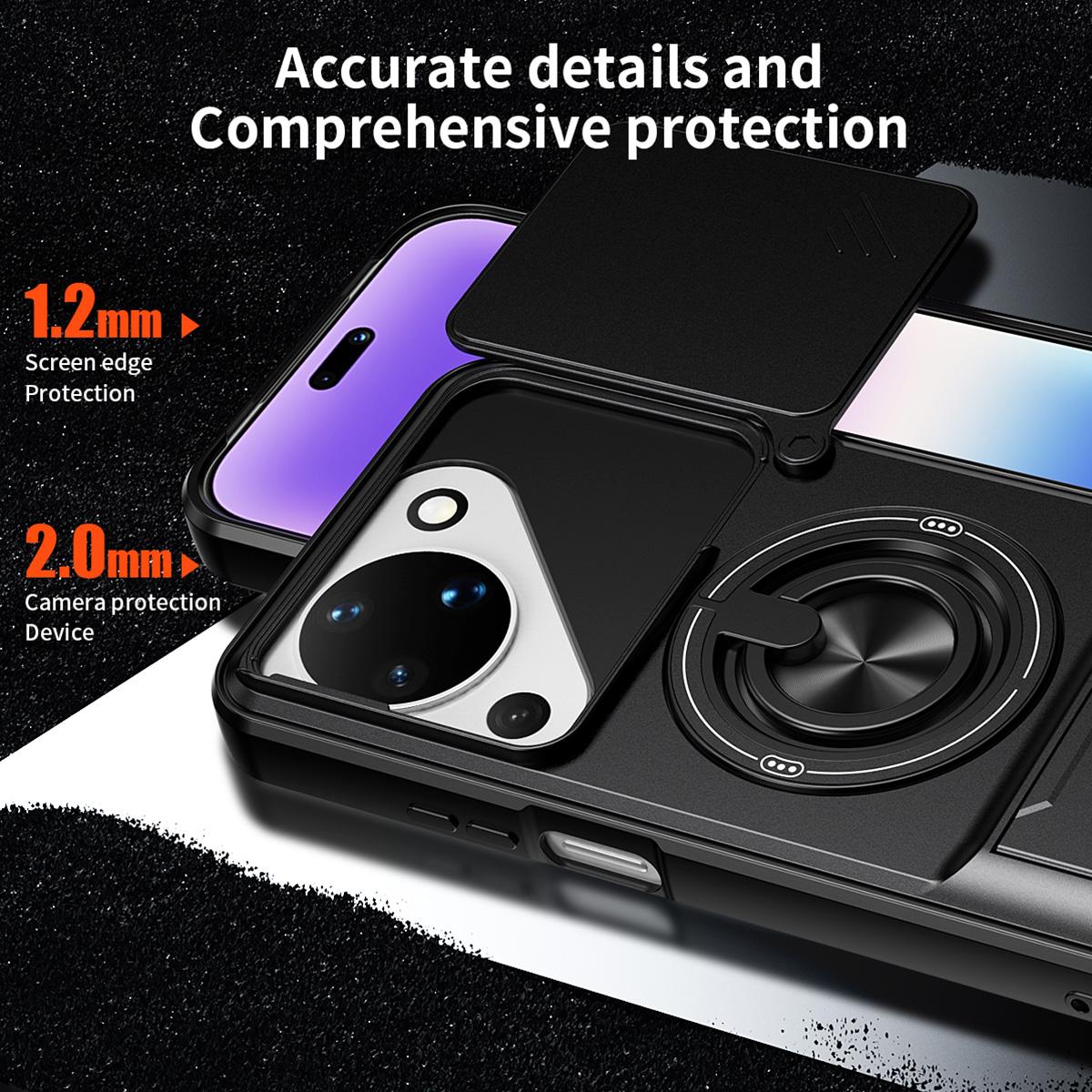 For Huawei Pura 90 5G Lens Sliding Window Multifunctional Magnetic Shockproof Phone Case - Titanium Gray - EDA009360104D