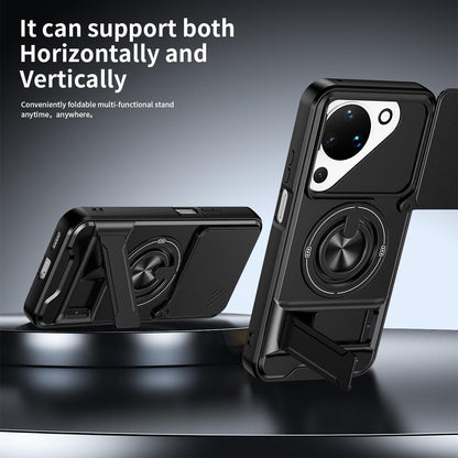 For Huawei Pura 90 5G Lens Sliding Window Multifunctional Magnetic Shockproof Phone Case - Titanium Gray - EDA009360104D