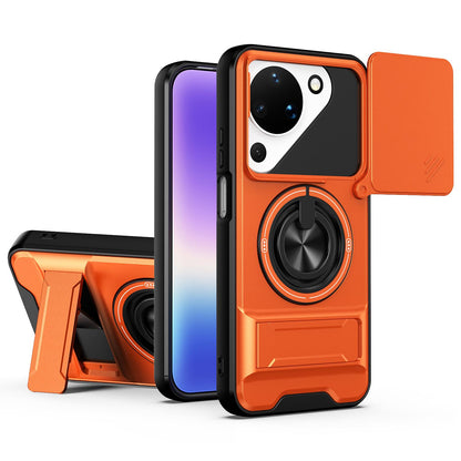 For Huawei Pura 90 5G Lens Sliding Window Multifunctional Magnetic Shockproof Phone Case - Orange - EDA009360104E