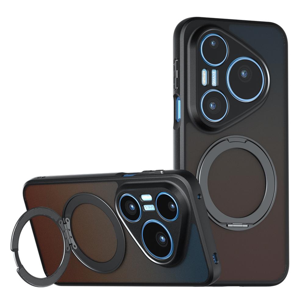 For Huawei Pura 90 Pro Max Armor Magnetic Holder PC Hybrid TPU Phone Case - Frosted Black - EDA009379203A