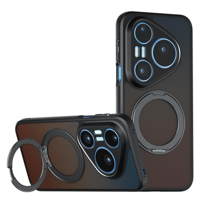 For Huawei Pura 90 Pro Max Armor Magnetic Holder PC Hybrid TPU Phone Case - Frosted Black - EDA009379203A