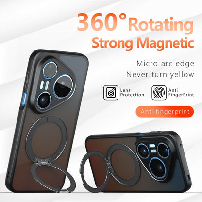 For Huawei Pura 90 Pro Max Armor Magnetic Holder PC Hybrid TPU Phone Case - Frosted Black - EDA009379203A