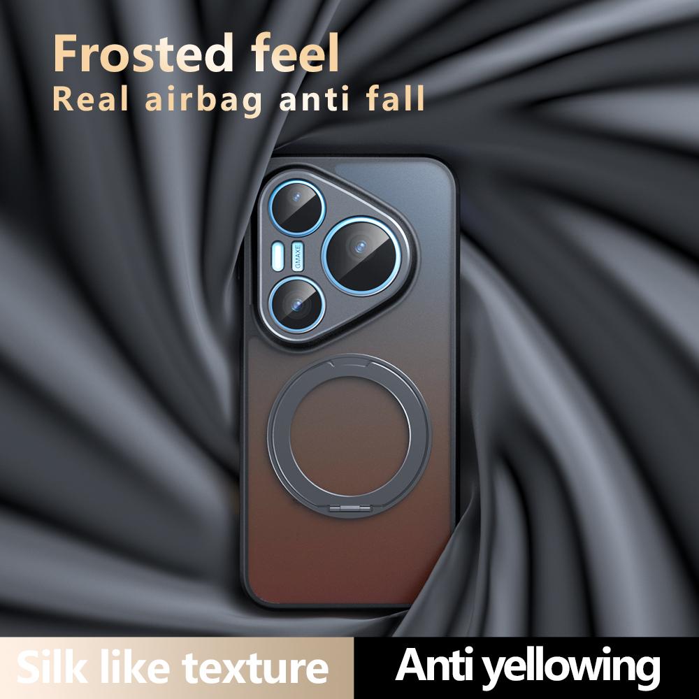 For Huawei Pura 90 Pro Max Armor Magnetic Holder PC Hybrid TPU Phone Case - Frosted Black - EDA009379203A