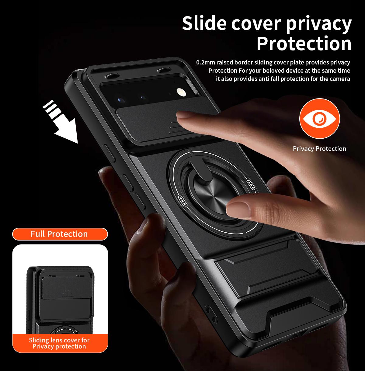 For Google Pixel 6 Lens Sliding Window Multifunctional Magnetic Shockproof Phone Case - Royal Blue - EDA009380002A