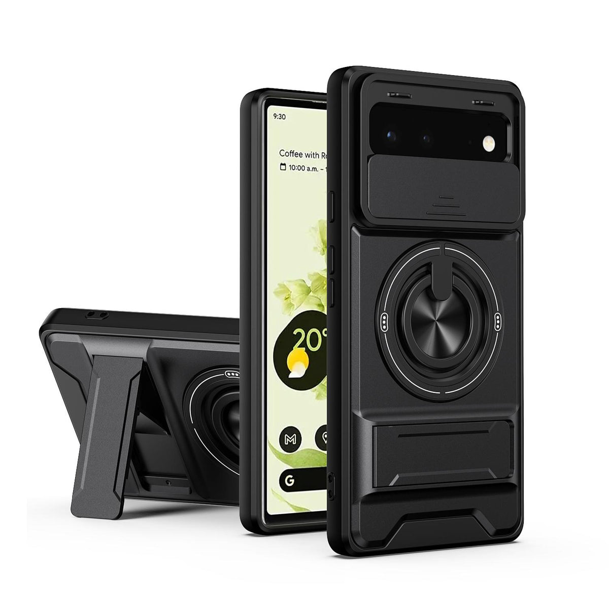 For Google Pixel 6 Lens Sliding Window Multifunctional Magnetic Shockproof Phone Case - Black - EDA009380002B
