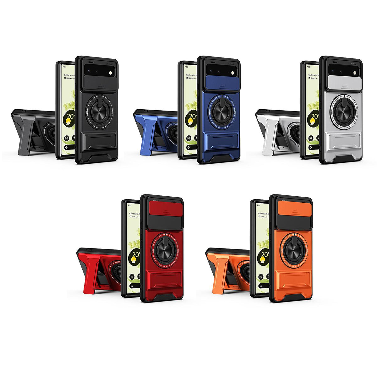 For Google Pixel 6 Lens Sliding Window Multifunctional Magnetic Shockproof Phone Case - Orange - EDA009380002E