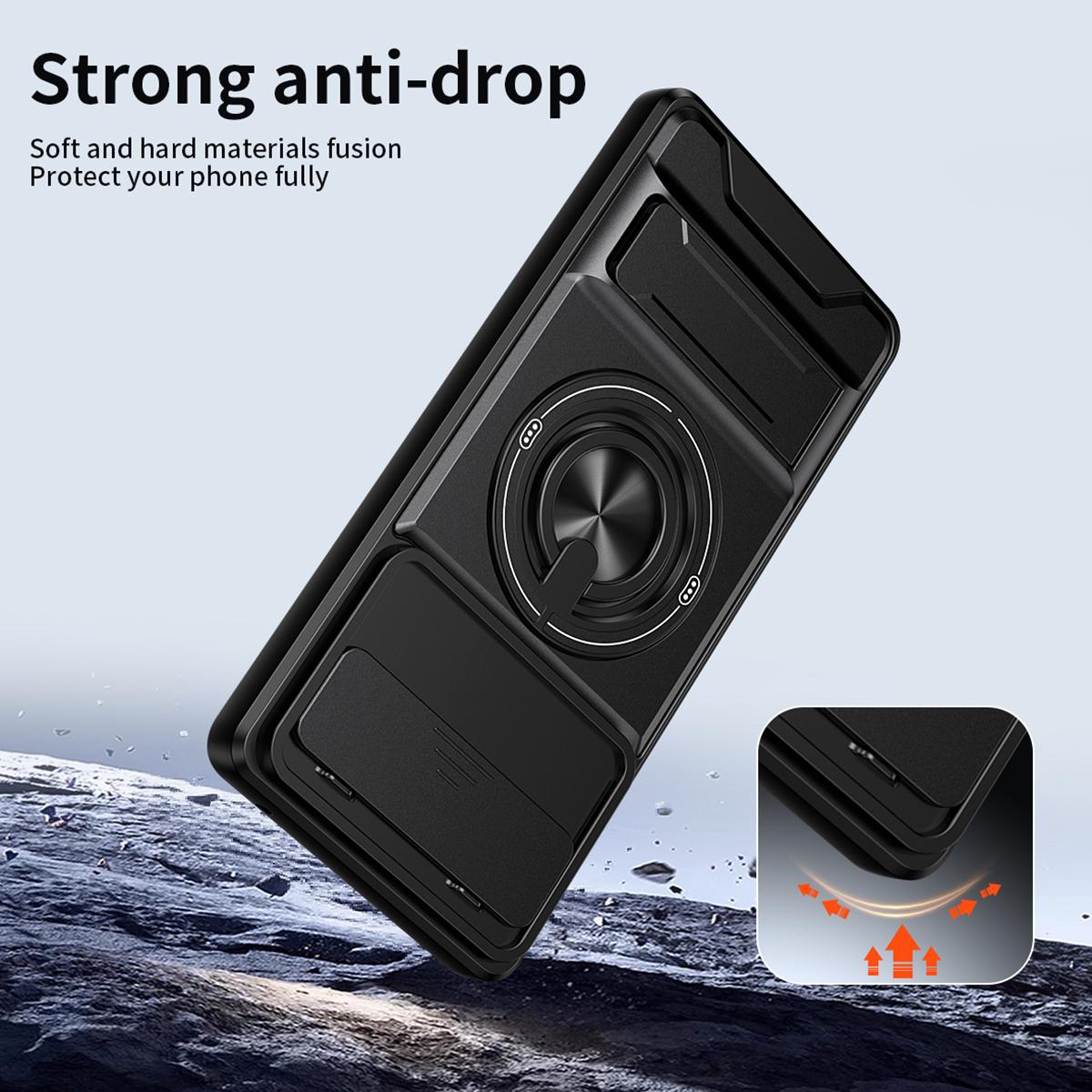 For Google Pixel 6 Lens Sliding Window Multifunctional Magnetic Shockproof Phone Case - Orange - EDA009380002E