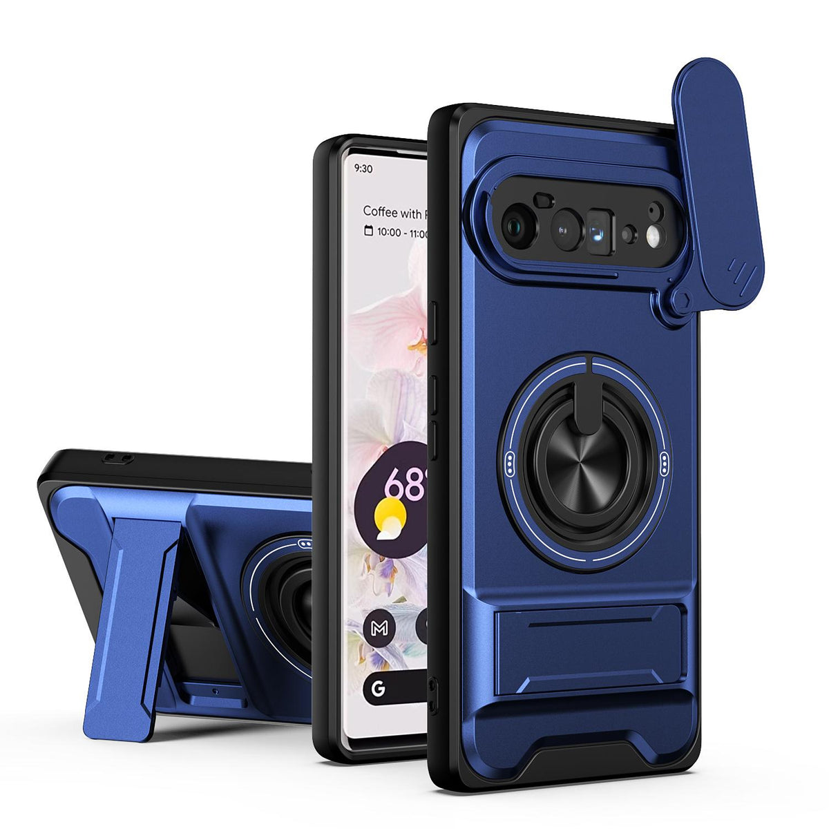 For Google Pixel 6 Pro Lens Sliding Window Multifunctional Magnetic Shockproof Phone Case - Royal Blue - EDA009380003A
