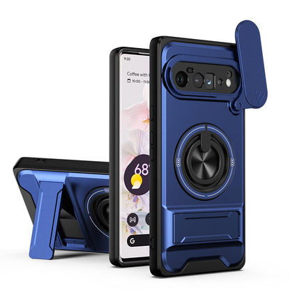 For Google Pixel 6 Pro Lens Sliding Window Multifunctional Magnetic Shockproof Phone Case - Royal Blue - EDA009380003A