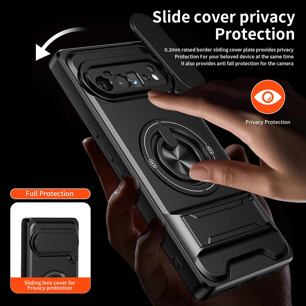 For Google Pixel 6 Pro Lens Sliding Window Multifunctional Magnetic Shockproof Phone Case - Royal Blue - EDA009380003A
