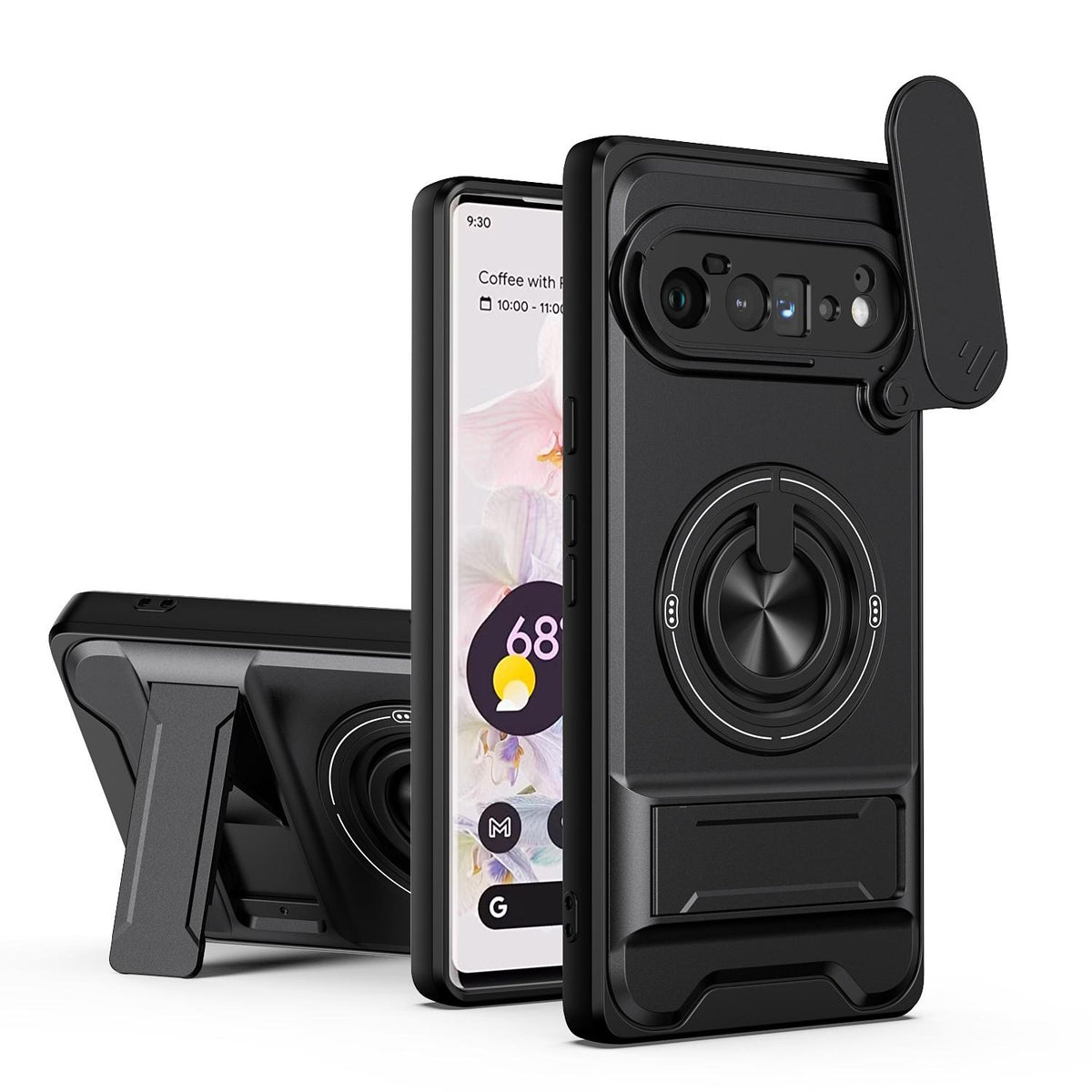For Google Pixel 6 Pro Lens Sliding Window Multifunctional Magnetic Shockproof Phone Case - Black - EDA009380003B