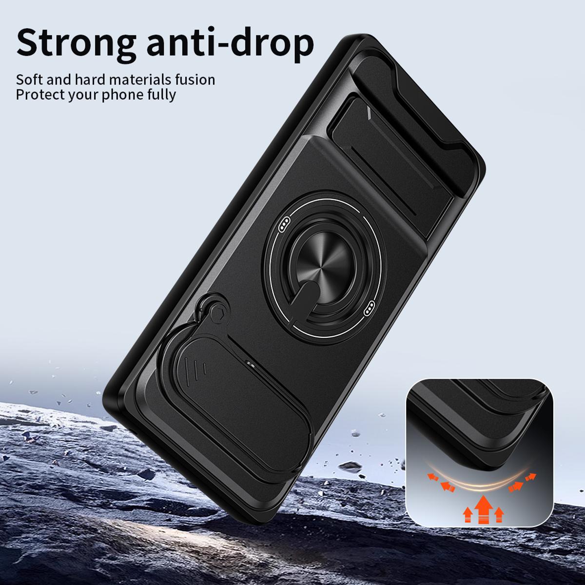 For Google Pixel 6 Pro Lens Sliding Window Multifunctional Magnetic Shockproof Phone Case - Black - EDA009380003B