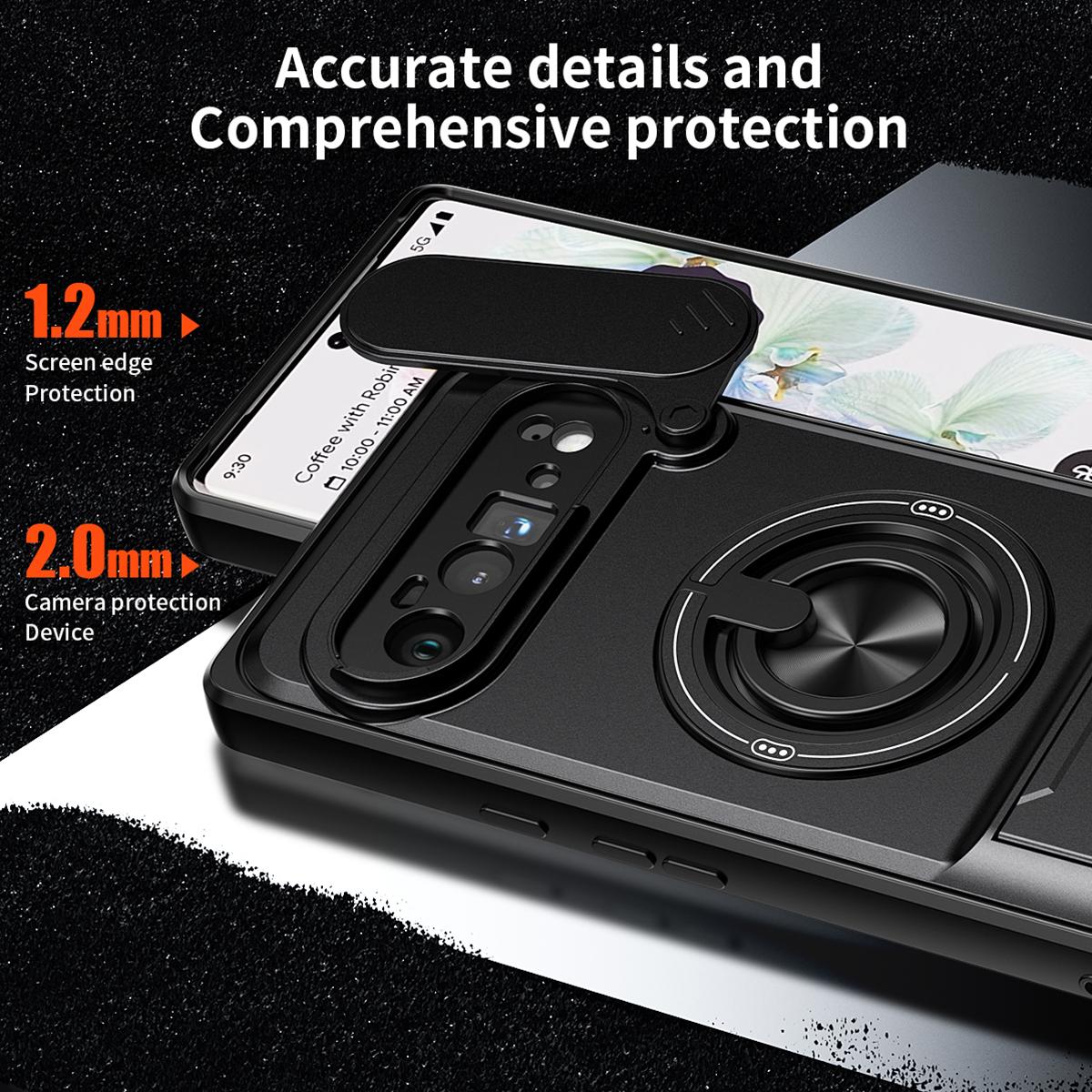For Google Pixel 6 Pro Lens Sliding Window Multifunctional Magnetic Shockproof Phone Case - Black - EDA009380003B
