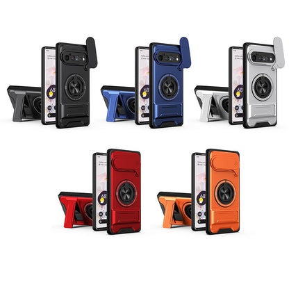 For Google Pixel 6 Pro Lens Sliding Window Multifunctional Magnetic Shockproof Phone Case - Red - EDA009380003C