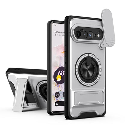For Google Pixel 6 Pro Lens Sliding Window Multifunctional Magnetic Shockproof Phone Case - Titanium Gray - EDA009380003D
