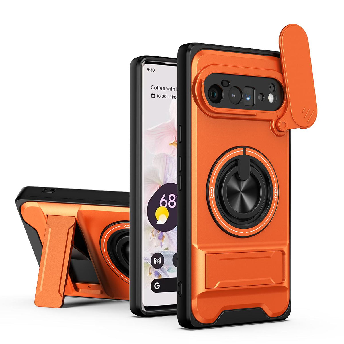 For Google Pixel 6 Pro Lens Sliding Window Multifunctional Magnetic Shockproof Phone Case - Orange - EDA009380003E