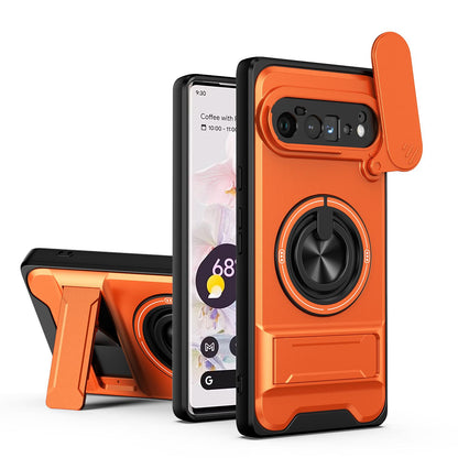For Google Pixel 6 Pro Lens Sliding Window Multifunctional Magnetic Shockproof Phone Case - Orange - EDA009380003E