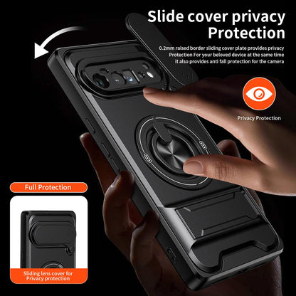 For Google Pixel 6 Pro Lens Sliding Window Multifunctional Magnetic Shockproof Phone Case - Orange - EDA009380003E